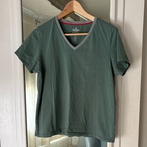 Bombas Pima Cotton Green V Neck Tee Shirt